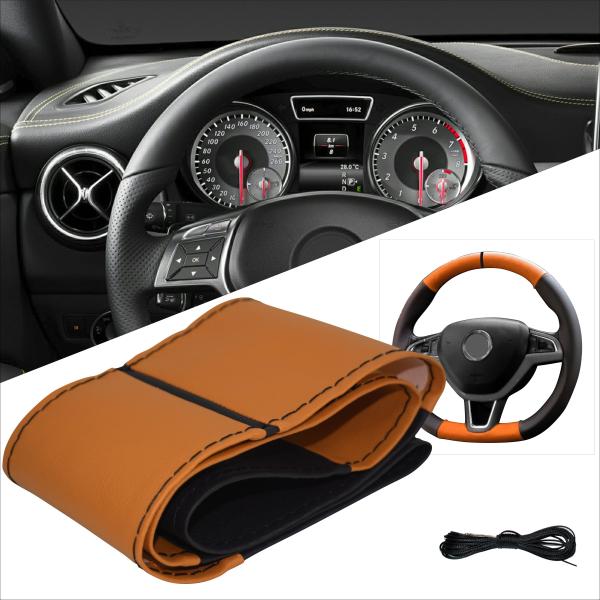 XLBG6 Xkeribom Leder Lenkradbezug zum Schnüren 37-38cm 6 Teilig Design12 Uhr Markierung mit Farbauswahl + STAFFELPREISE